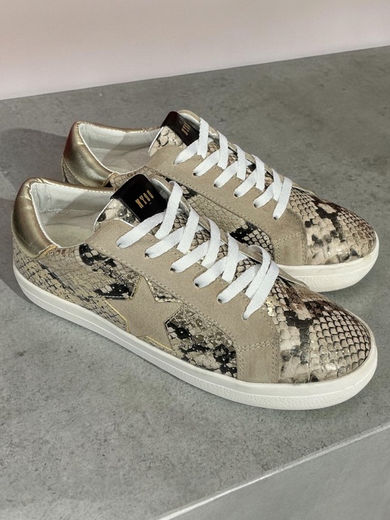 Steve Madden Shoes - Steve Madden Metallic Gold & Cream Snake-Print Sneakers